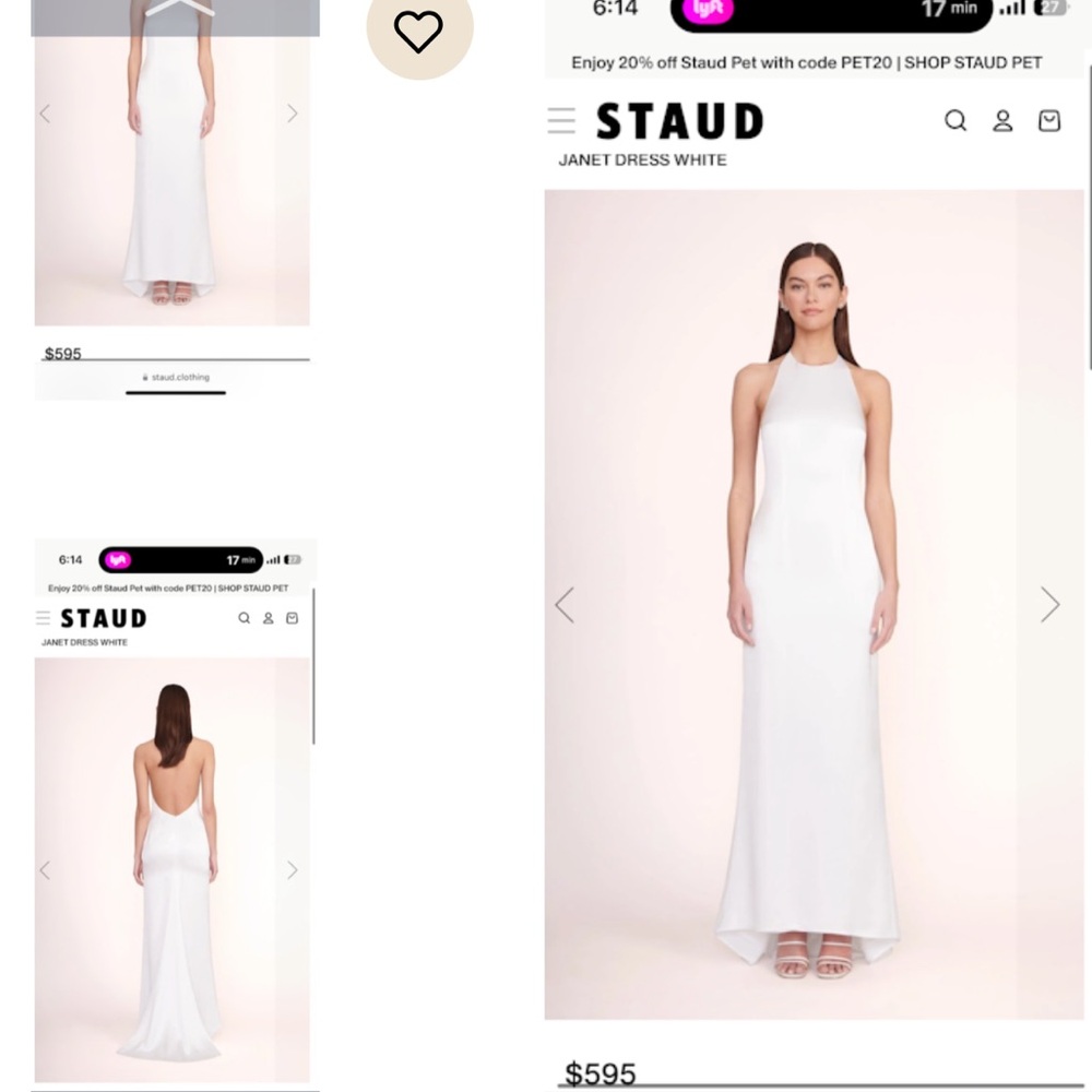 STAUD Elegant White Backless Dress